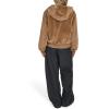 Champion womens Faux Fur Hoody Bomber Jacket(Cognac)