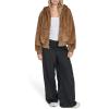 Champion womens Faux Fur Hoody Bomber Jacket(Cognac)