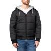 Champion Men’s Reversible Puffer Jacket with Drawstring Hood(Black/Heather Grey)