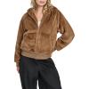 Champion womens Faux Fur Hoody Bomber Jacket(Cognac)