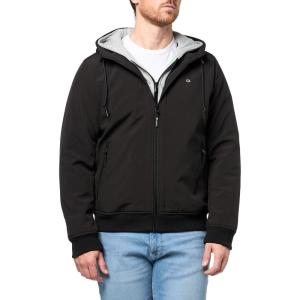 Champion mens Hooded Softshell Bomber Jacket With Bib(Black)