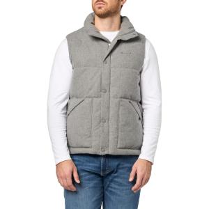 Champion mens Puffer Vest With Name Logo(Heather Grey Wool Blend)