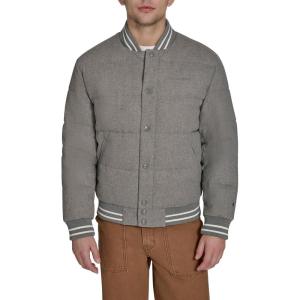 Champion mens Varsity Bomber Puffer Jacket(Heather Grey Wool)