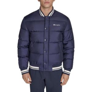Champion mens Varsity Bomber Puffer Jacket(Peacoat Tech)