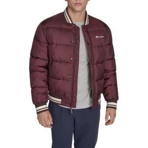 Champion mens Varsity Bomber Puffer Jacket(Wine Tech)
