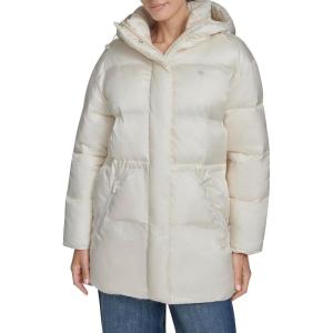 Champion womens Cinch Waist Quilted Puffer Jacket(White)