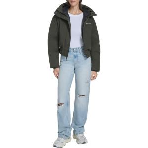 Champion womens Cropped Hooded Ski Bomber(Olive)