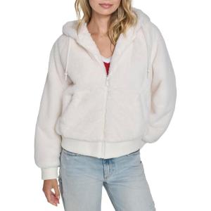 Champion womens Faux Fur Hoody Bomber Jacket(Cream)