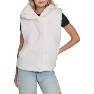 Champion womens Faux Fur Stand Collar Vest(Cream)