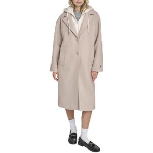Champion womens Long Top Coat With Removable Jersey Bib(Tan)