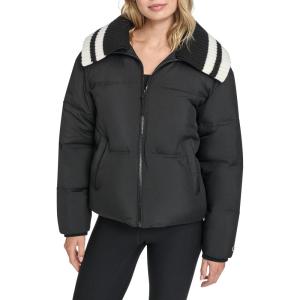 Champion womens Quilted Shawl Collar Puffer Jacket(Black)